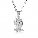 Collier hibou oxyde de zirconium argenté