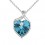 Collier coeur d'amour strass argenté Couleur Bleu turquoise