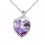 Collier coeur d'amour strass argenté Couleur Violet