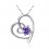 Collier coeur oxyde de zirconium en son centre argenté Couleur Violet