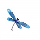 Broche libellule strass bleu argentée
