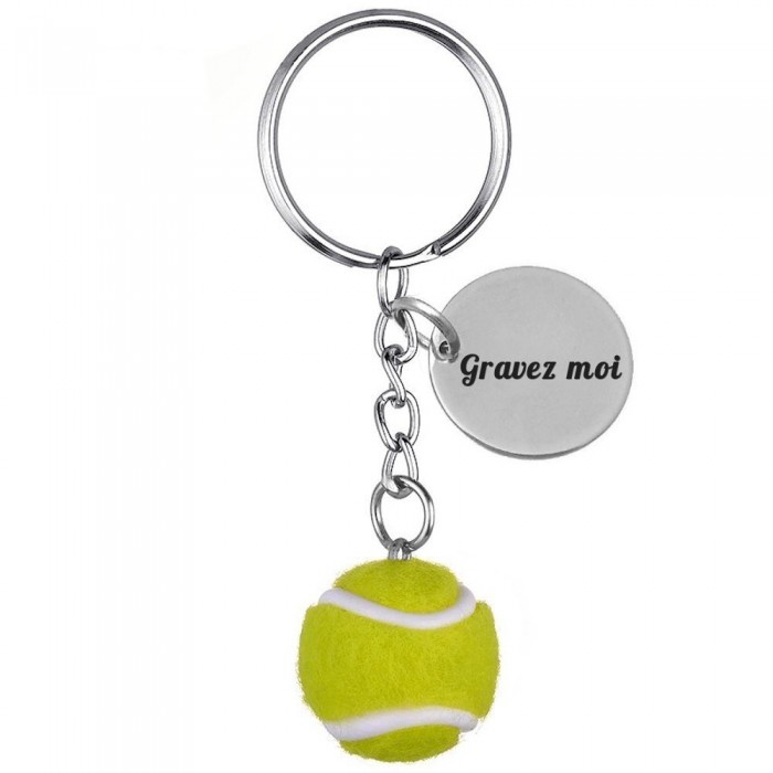 Porte-clés balle de tennis gravure personnalisée sur médaille