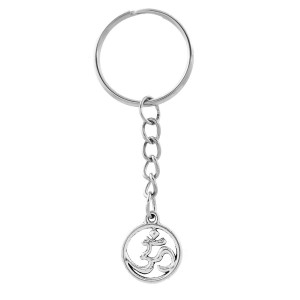 Porte-clés Aum Om symbole spirituel hindouiste argenté