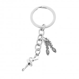 Porte-clés danseuse étoile et chaussure de danse argenté