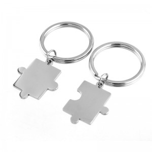Porte-clés puzzle lot de 2 amitié couple acier