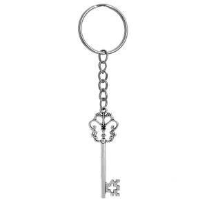 Porte-clés vintage clé de château royal argenté