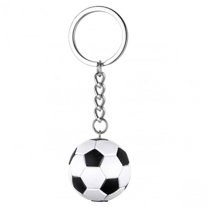 Porte-clés ballon de football blanc et noir