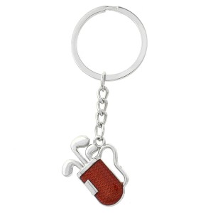 Porte-clés sac de golf 3 clubs caddie rouge