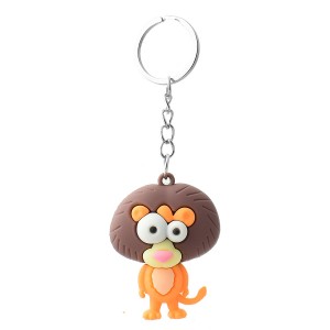 Porte-clés lion rigolo orange et marron en 3D