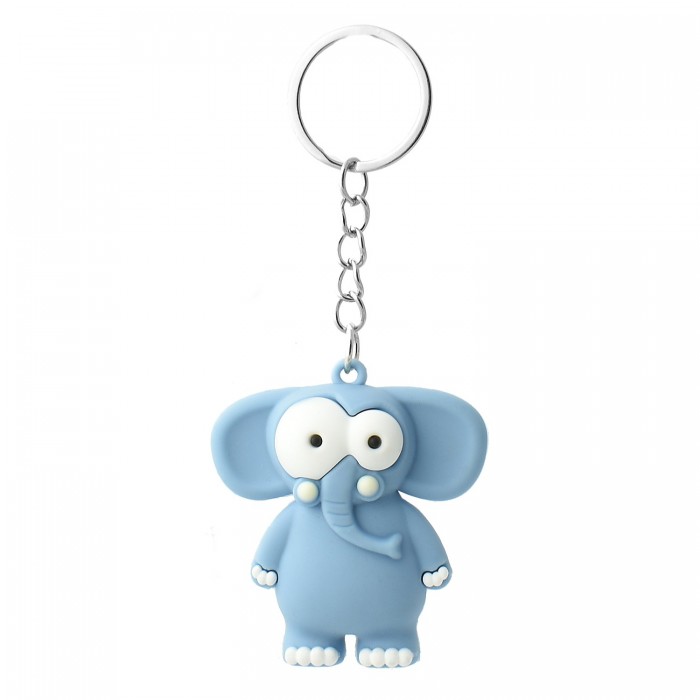 Porte-clés éléphant rigolo bleu en 3D