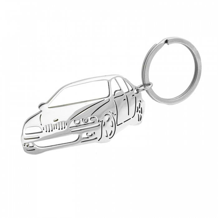 Porte-clés forme de voiture automobile ajourée argentée