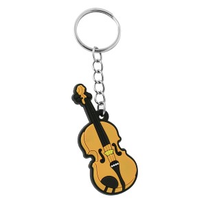 Porte-clés violon instrument de musique en silicone argenté