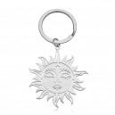 Porte-clés ciselé soleil mystique spirituel méditation acier inoxydable