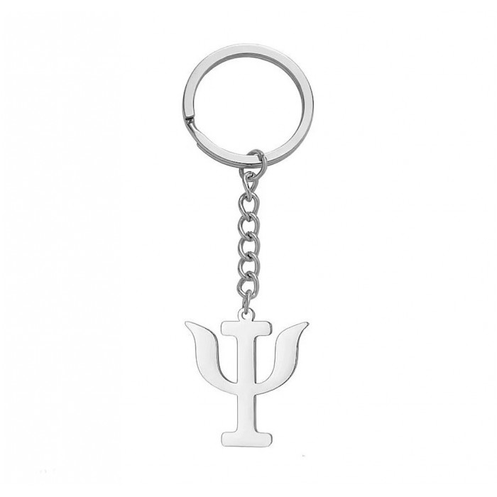 Porte-clés psychologue lettre grecque Psi acier inoxydable