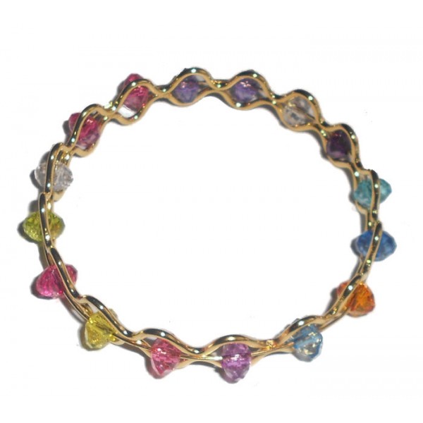 Bracelet perles à facettes rigide multicolore