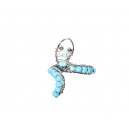 Bague serpent réglable argenté avec perles bleues