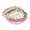 Lot de bracelets rigide multi-rang rose et doré perles