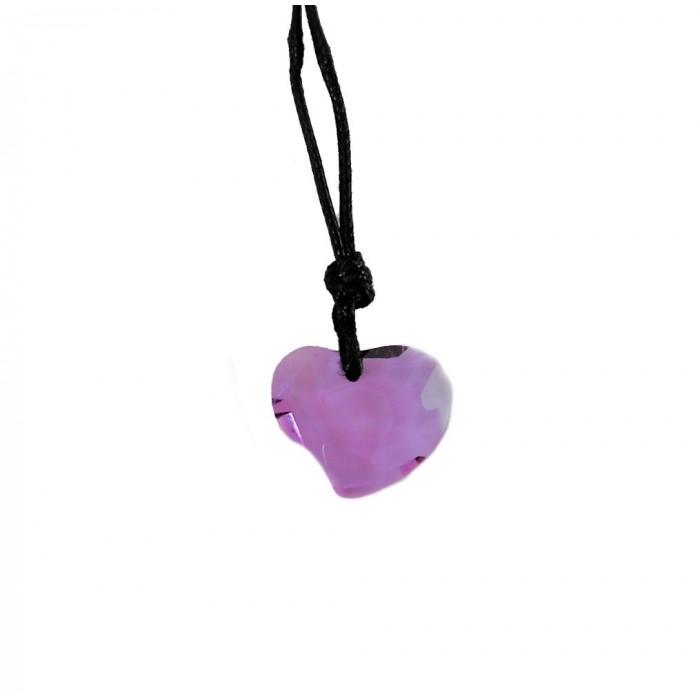 Collier coeur cristal violet