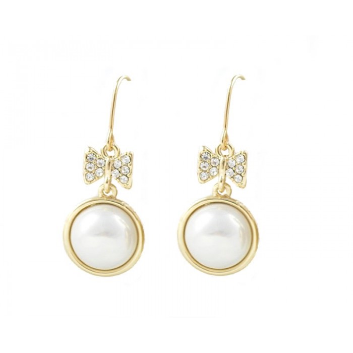 Boucles d'oreilles demi-perle cercle strass doré