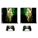 Sticker skin autocollant console PlayStation 4 Femme Sexy Fume Feuille