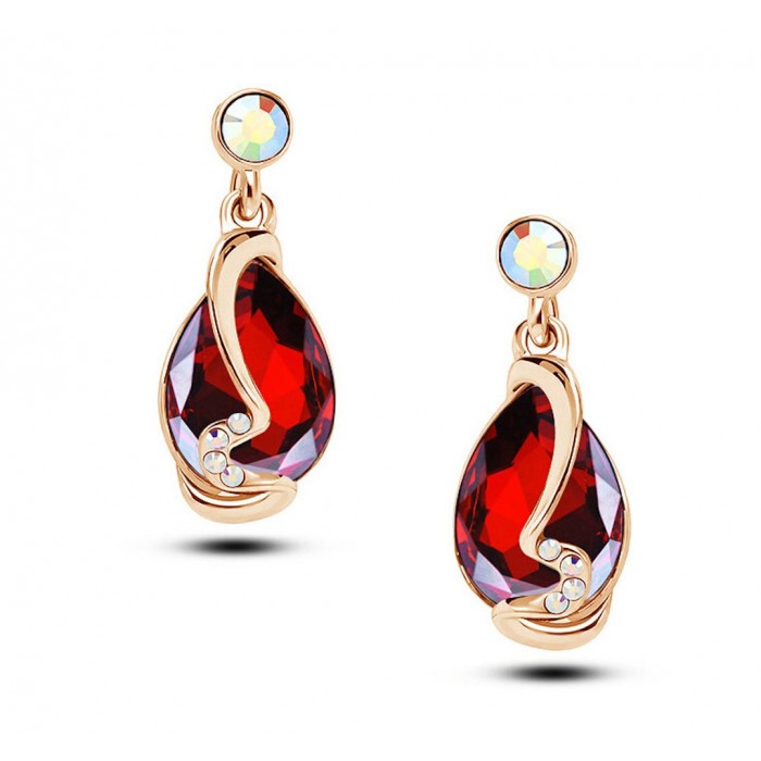 Boucles d'oreilles goutte strass reflets multicolores doré