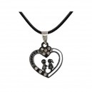 Collier coeur FOREVER strass blanc couple acier