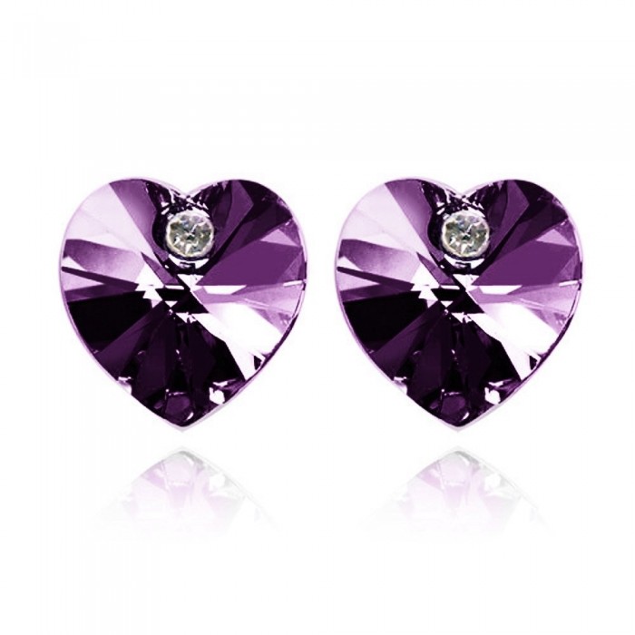 Boucles d'oreilles coeur strass doré rose