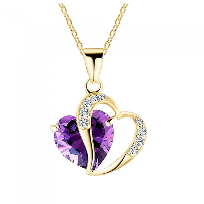 Collier double coeur serti de strass doré