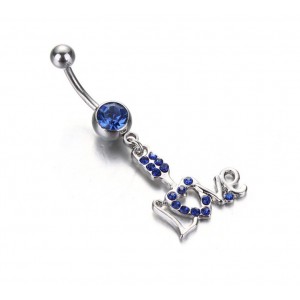 Piercing nombril LOVE strass acier inoxydable