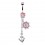 Piercing nombril marin strass ancre acier inoxydable Couleur Rose