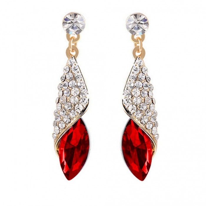 Boucles d'oreilles gouttes serties de strass doré