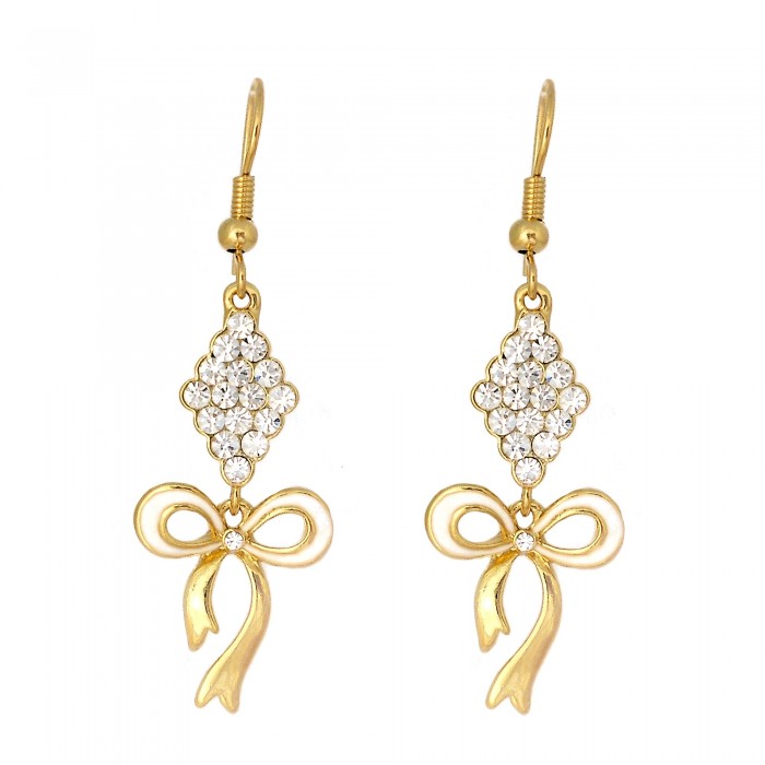 Boucles d'oreilles dorées noeud et strass