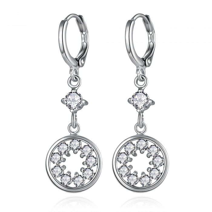 Boucles d'oreilles argentées cercle d'oxyde de zirconium