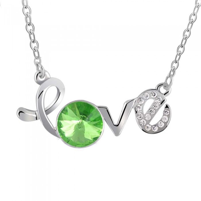 Collier love amour cristal argenté