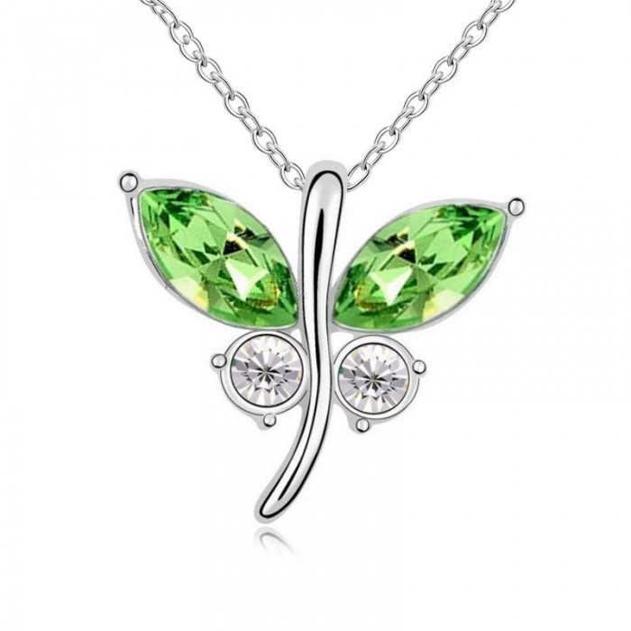 Collier papillon cristal argenté