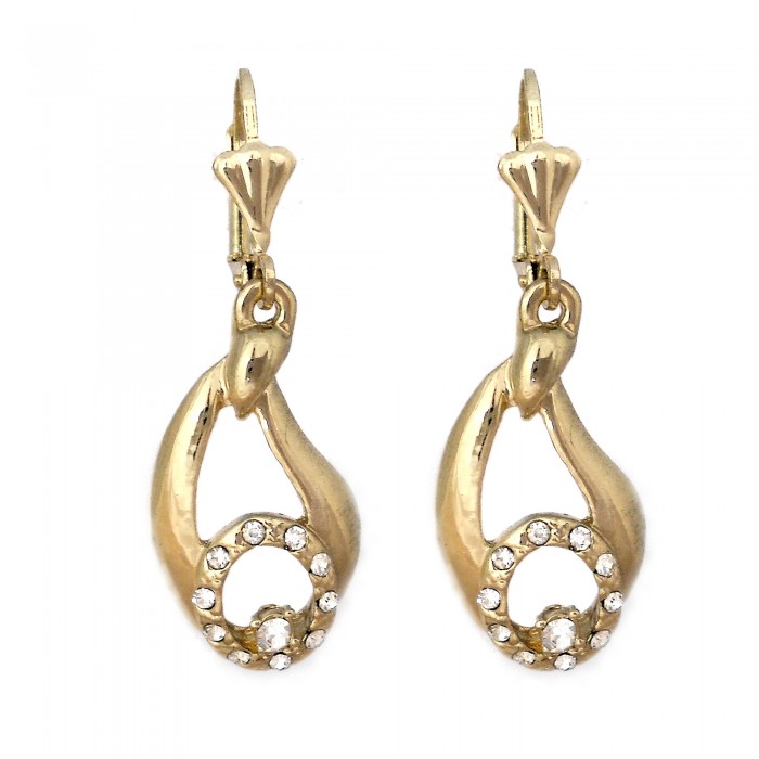 Boucles d'oreilles dorées dormeuses goutte strass