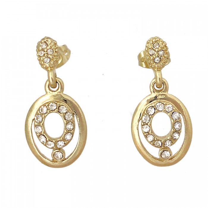 Boucles d'oreilles dorées gouttes tombantes strass