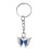 Porte-clés argenté papillon strass Couleur Bleu