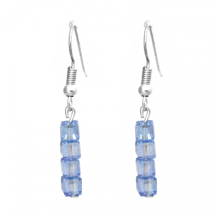 Boucles d'oreilles suite de 4 cristaux carrés