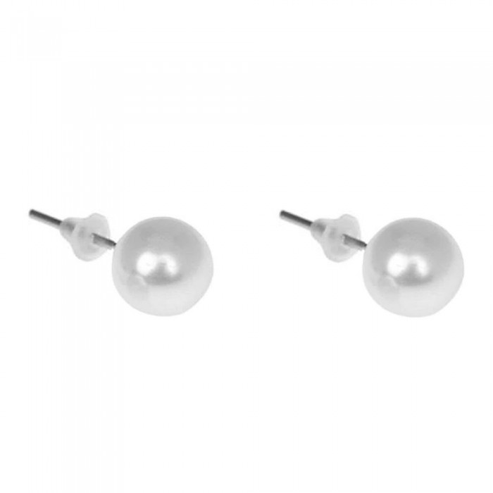 Boucles d'oreilles argentées clou perles blanches