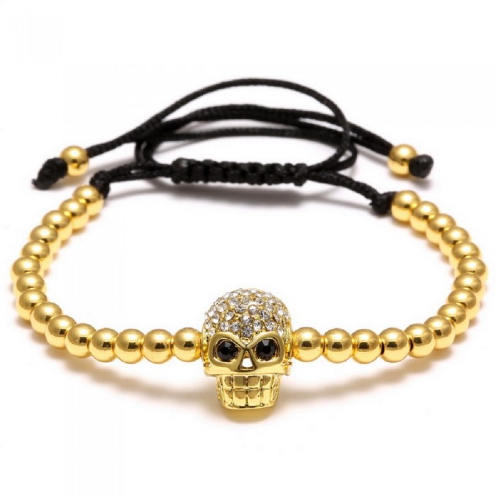 Bracelet tête de mort strass et perle