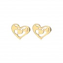 Boucles d'oreilles coeurs ciselés dorées