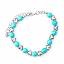 Bracelet coeur perle bleu turquoise