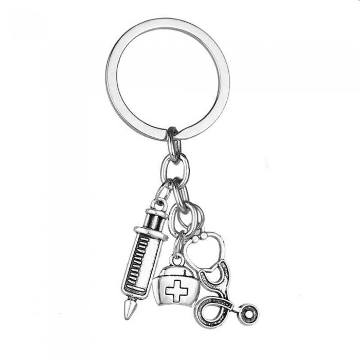 Porte-clés 3 pendentifs thème médical, médecin, infirmière