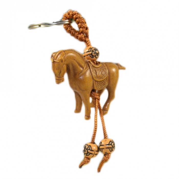 Porte-clés cheval sculpté perle fleur vintage