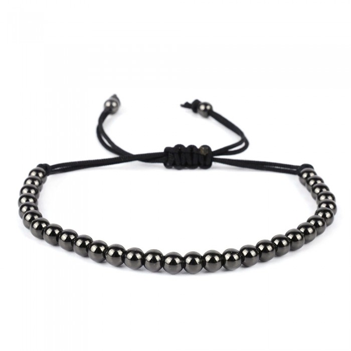 Bracelet suite de perles réglable cordon noir