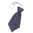 Porte-clés cravate en tissu à pois bleu violet noir argenté