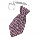 Porte-clés cravate en tissu fond noir lettre alphabet rose argenté
