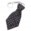 Porte-clés cravate en tissu forme géométrique croisés noir bleu argenté