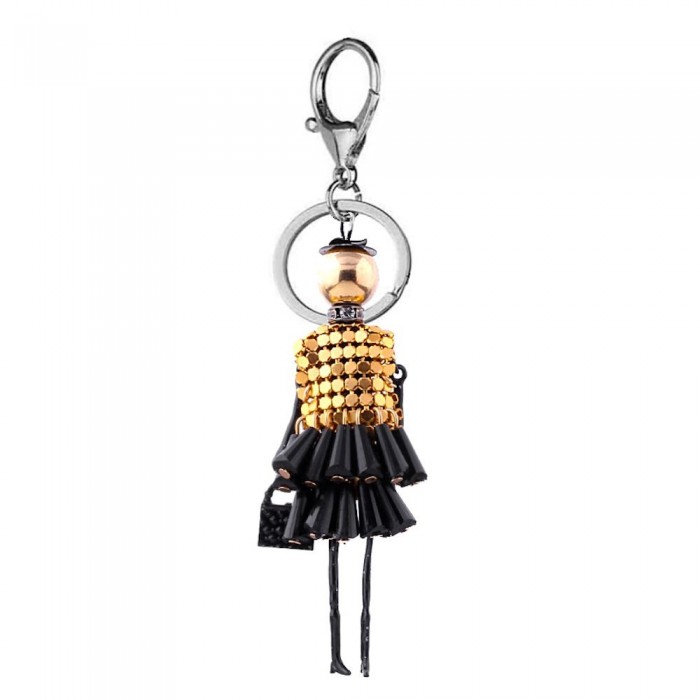 Porte-clés bijou de sac poupée mode articulée avec une jolie robe